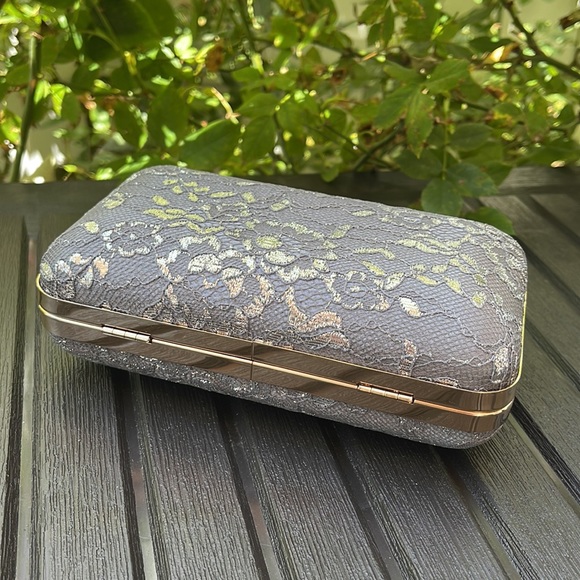 Gray Satin & Lace Clutch - Picture 6 of 17